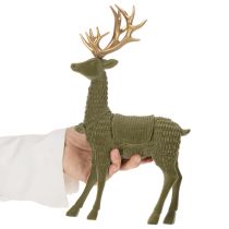Artikel Dekofigur Hirsch stehend 31 cm Kunststoff grün mit goldenem Geweih für Innenbereich