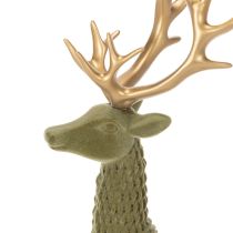 Artikel Dekofigur Hirsch stehend 31 cm Kunststoff grün mit goldenem Geweih für Innenbereich
