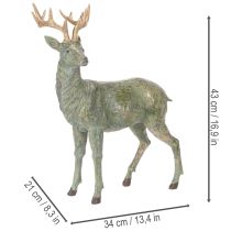 Artikel Hirschfigur stehend aus Polyresin Grün mit Gold 43 cm