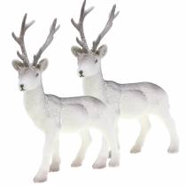 Artikel Deko Hirsch beflockt/beschneit 27,5cm 2 St