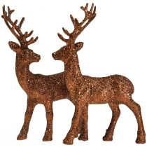 Hirsch Deko Rentier Kupfer Glitter Kalb Dekofigur H20,5cm 2er-Set