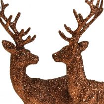Hirsch Deko Rentier Kupfer Glitter Kalb Dekofigur H20,5cm 2er-Set