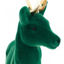 Artikel Hirsch stehend Dekofigur aus Kunststoff 27cm Grün Gold Advent Tischdeko