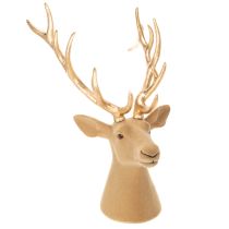 Artikel Deko Hirschkopf Skulptur mit Kunststoff-Geweih 52cm goldfarben
