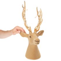 Artikel Deko Hirschkopf Skulptur mit Kunststoff-Geweih 52cm goldfarben