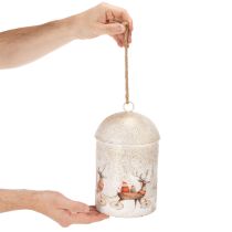 Artikel Metallglocke mit Weihnachtsmotiv zum Aufhängen 26 cm Weiß-Gold