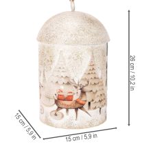 Artikel Metallglocke mit Weihnachtsmotiv zum Aufhängen 26 cm Weiß-Gold