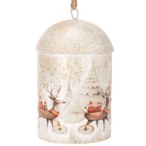 Artikel Metallglocke mit Weihnachtsmotiv zum Aufhängen 26 cm Weiß-Gold