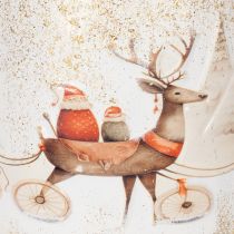 Artikel Metallglocke mit Weihnachtsmotiv zum Aufhängen 26 cm Weiß-Gold