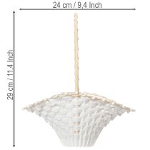 Artikel Streukörbchen Hochzeit 24x17cm Weiß Kunststoff mit Rattan