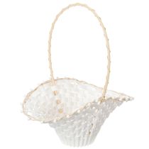 Artikel Streukörbchen Hochzeit 24x17cm Weiß Kunststoff mit Rattan