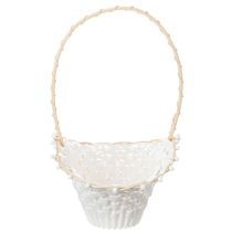 Artikel Streukörbchen Hochzeit 24x17cm Weiß Kunststoff mit Rattan