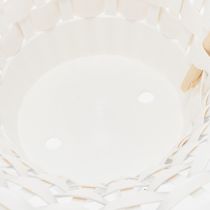 Artikel Streukörbchen Hochzeit 24x17cm Weiß Kunststoff mit Rattan
