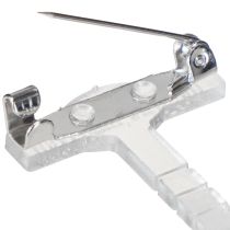 Artikel Hochzeitsanstecker mit Sicherheitsnadel aus Kunststoff und Metall, farblos/Silber, 5 cm, 50 Stück