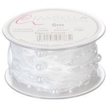 Artikel Hochzeitsband aus Organza mit Perlen Weiß 20mm x 5m