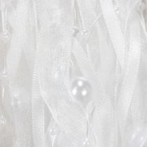 Artikel Hochzeitsband aus Organza mit Perlen Weiß 20mm x 5m