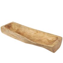 Artikel Rechteckige Dekoschale aus Mangoholz Natur mit Mulde 40×13–16×6,5cm