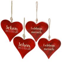 Artikel Holz Herz mit Spruch Beschriftet Hänger Rot Gold 15cm 4St
