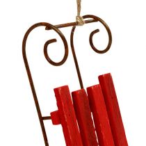 Artikel Holz Schlitten zum Hängen Rot 12cm x 4,5cm x 3,5cm 6 St