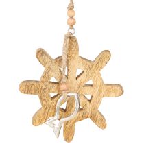 Artikel Holz Steuerrad Deko Metallfisch Anhänger Ø12cm 3St