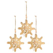 Artikel Holz Steuerrad Deko Metallfisch Anhänger Ø12cm 3St