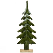 Holz Deko Tannenbaum Grün Glanz Effekt 23,5×5×60cm