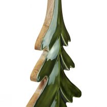 Holz Deko Tannenbaum Grün Glanz Effekt 23,5×5×60cm