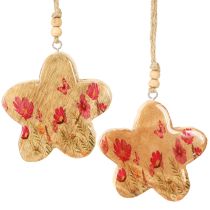 Artikel Holzanhänger Frühling Blumen in Natur Pink H9cm 4 St