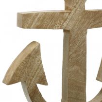 Anker zum Hängen, Mangoholz, Nautischer Dekohänger Naturfarben H24,5cm