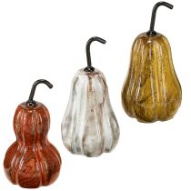 Artikel Dekorative Holzbirnen Herbstdeko in Rot, Gelb und Weiß, 3er Set