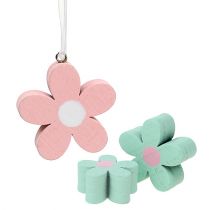 Artikel Holzblumen zum Hängen, Streudeko Rosa, Grün 12 St