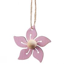 Artikel Holzblumen Hängedeko Holz Lila, Rosa, Weiß 4,5cm 24 St