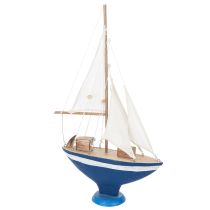 Artikel Segelboot Deko aus Holz 54 cm Blau für maritimes Wohnambiente