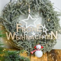 Artikel Holzdeko Frohe Weihnachten, Sterndeko, Dekohänger Advent Natur, Weiß H15cm B30cm 2 St