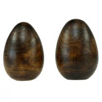 Artikel Holzeier Braun Mangoholz Ostereier aus Holz H9,5–10cm 2St