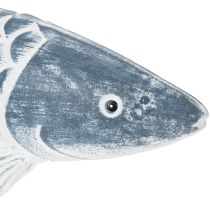 Artikel Holzfisch Blau-Weiß 35 cm Dekoration aus Holzmehl