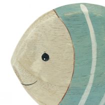 Artikel Holzfisch Deko Fisch zum Stellen Hellblau Natur 18×10cm