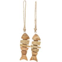 Artikel Holzfische Dekohänger aus Naturholz mit Jutekordel 16x2x5 cm 2er Set