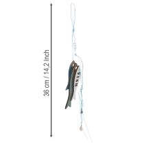 Artikel Holzhänger Fische Blau 36cm 4er-Set für maritime Dekoration