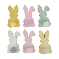 Artikel Holzhasen Deko Hasen Osterdeko Holz Pastell 8,5×16cm  6 St