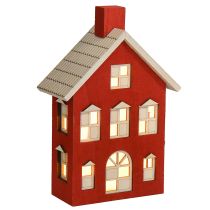 Artikel Holzhaus Deko Lichthaus Holz Rotweiß Für Batterie H19,5cm