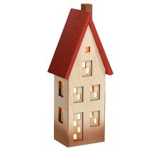 Artikel Holzhaus Deko Lichthaus Natur Rot Für Batterie 8,5×6,5×22cm