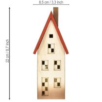 Artikel Holz Lichthaus mit rotem Dach 8,5×6,5×22 cm für Batteriebetrieb