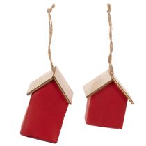 Artikel Hängedeko Häuser aus Holz Rot Skandi-Stil 7 cm 6er-Set