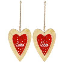 Artikel Holzherzen Deko Beschriftet Rot Weiß Hänger H18,5cm 2St