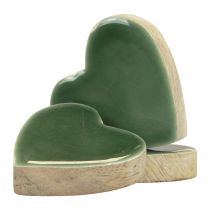 Artikel Holzherzen Deko Herzen Grün Glänzend Holz 4,5cm 8 St