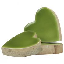 Artikel Holzherzen Deko Herzen Holz Hellgrün Glanzeffekt 4,5cm 8 St