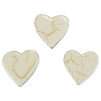 Artikel Holzherzen Deko Herzen Weiß Gold Glanz Craquelé 4,5cm 8 St