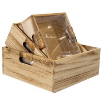 Artikel Holzkisten-Set mit Tafel und Folieneinsätzen 3er-Set 30 cm