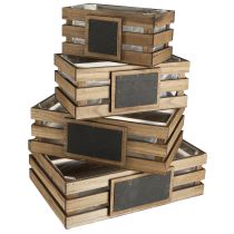 Artikel Holzkiste mit Tafel Kiste Pflanzkasten 40/35/30/25cm 4er-Set